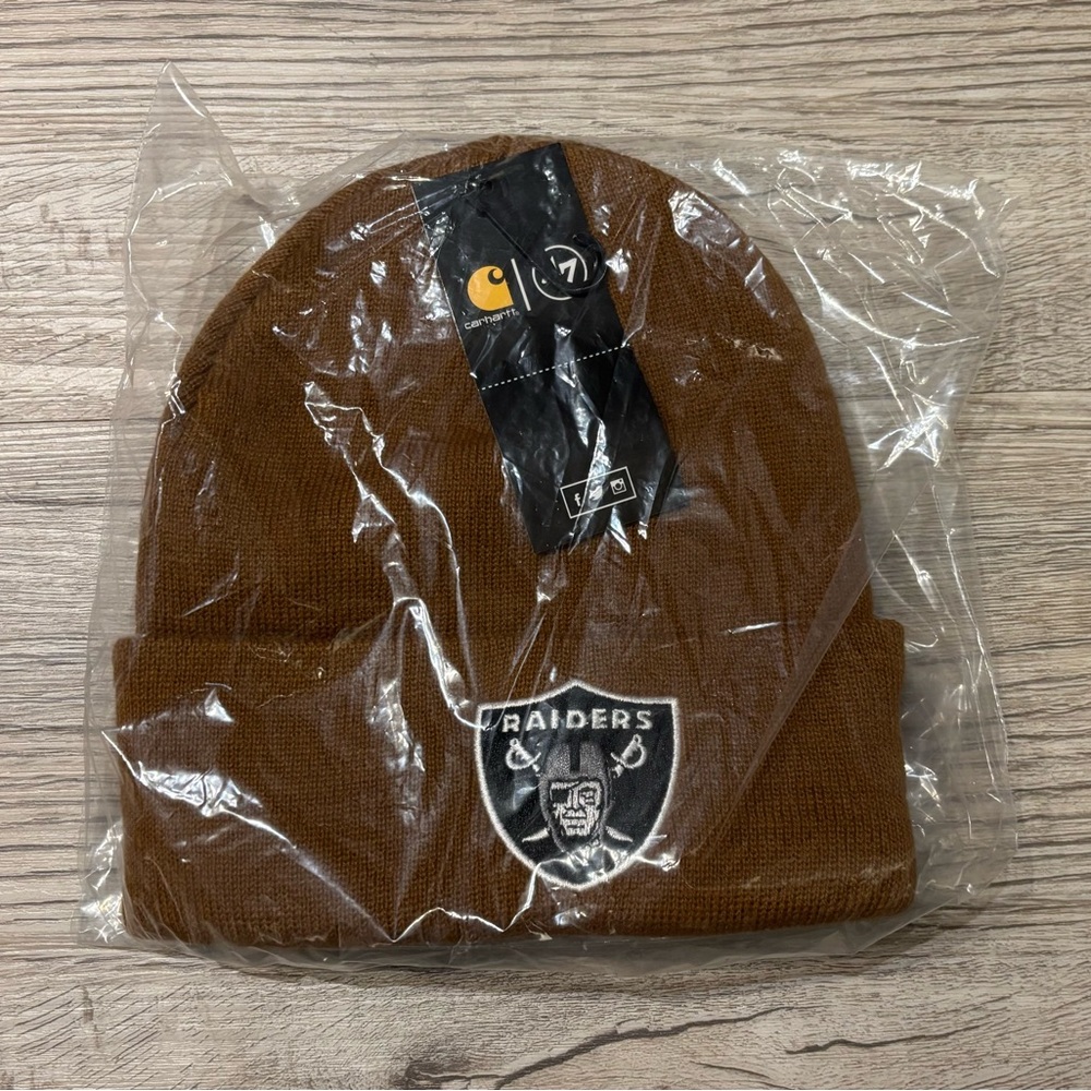 Carhartt ‘47 Las Vegas Raiders Brown NFL Football Beanie OSFM Brand New - Picture 2 of 2